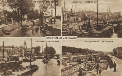 130301 Vierluik met gezichten te Vreeswijk:- de Oude Sluis;-de Inundatiesluis;-de Dorpsstraat;-de Koninginnensluis.N.B. ...